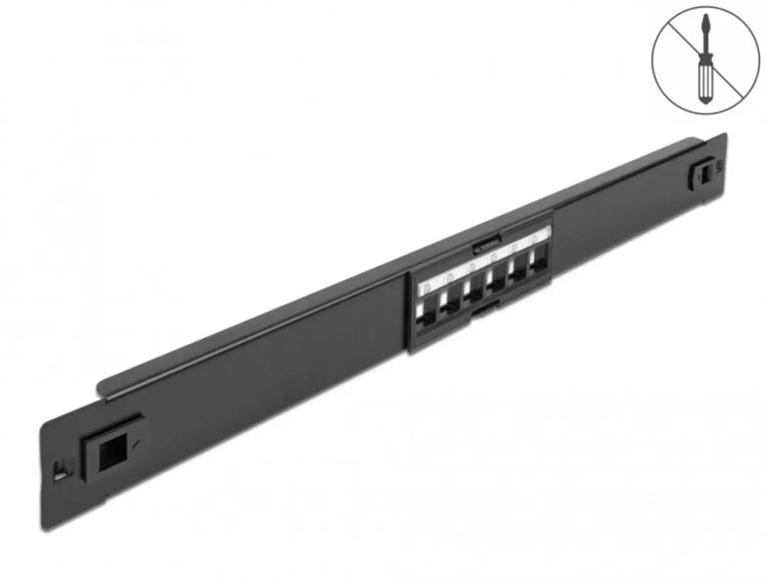 Delock 66820 Keystone Patch Panel 6 Poorten - Zwart - afbeelding 2 van 2