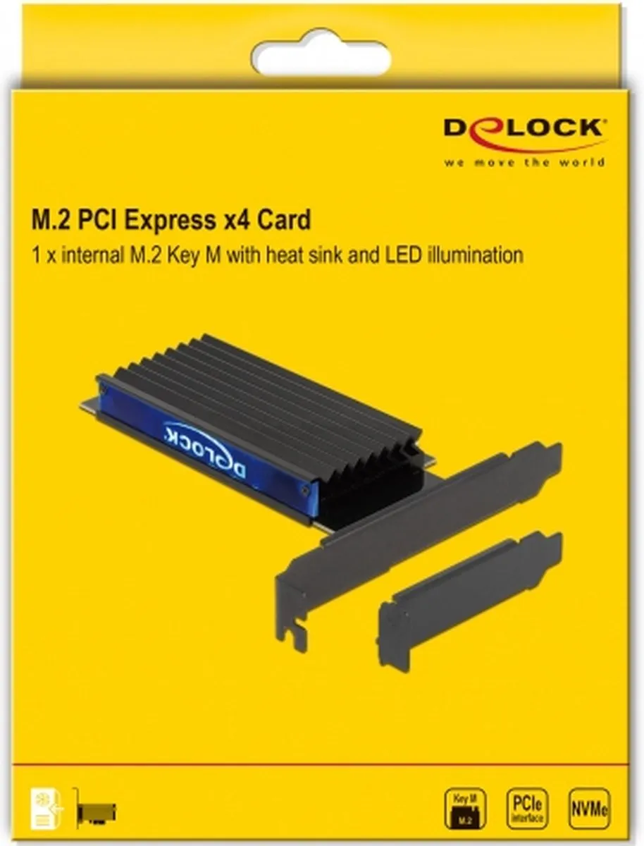 Delock PCIe x4 naar M.2 NVMe Kaart - Zwart