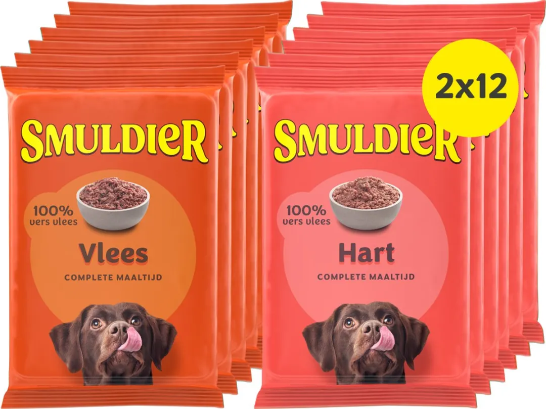 Smuldier Vlees & Hart Hondenvoer - 24 Stuks
