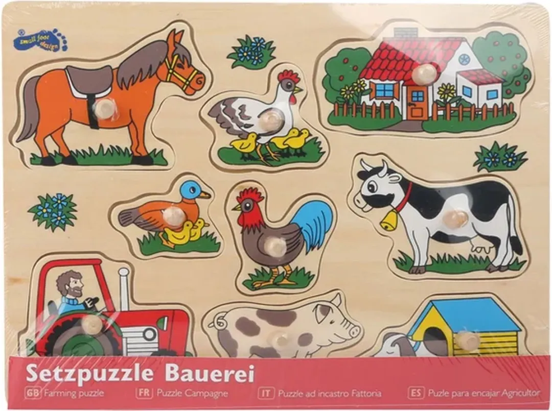 Small Foot Houten Noppenpuzzel Boerderij 1000 Stuks - Multikleur