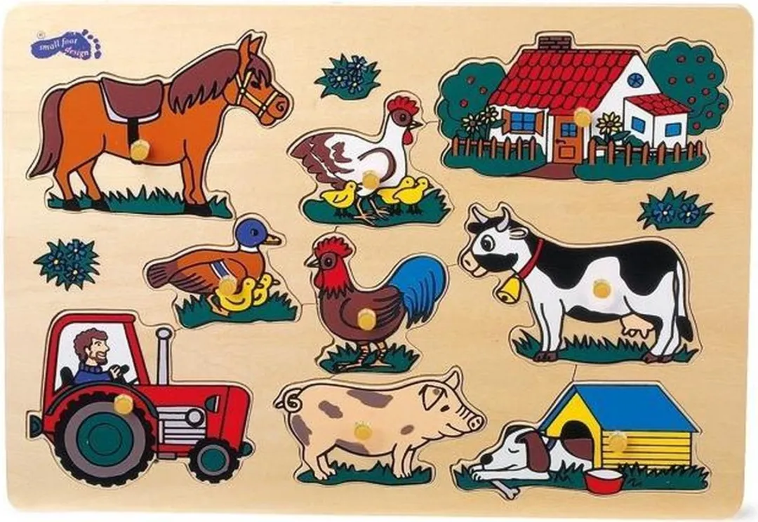 Small Foot Houten Noppenpuzzel Boerderij 1000 Stuks - Multikleur
