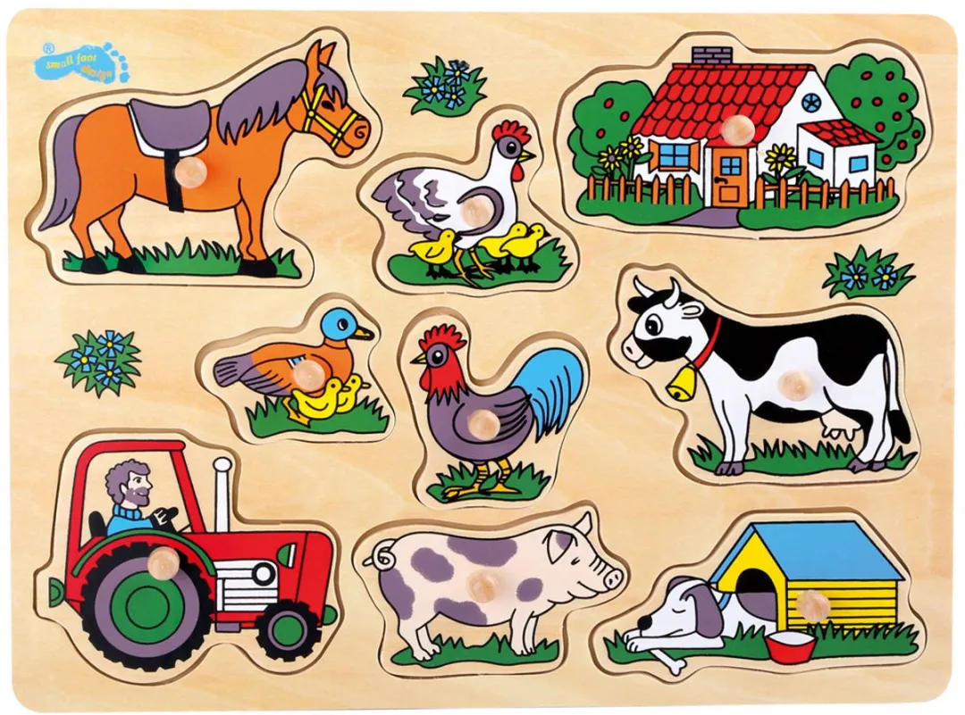 Small Foot Houten Noppenpuzzel Boerderij 1000 Stuks - Multikleur