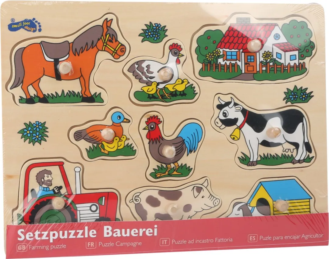 Small Foot Houten Noppenpuzzel Boerderij 1000 Stuks - Multikleur