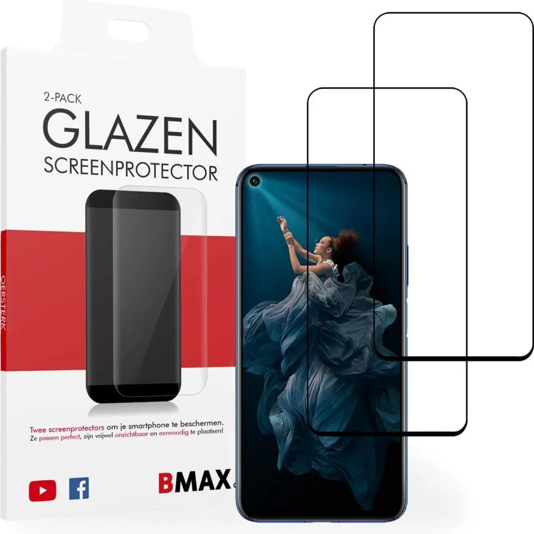 BMAX Honor 20 Full Cover Screenprotector - 2 Stuks - Zwart