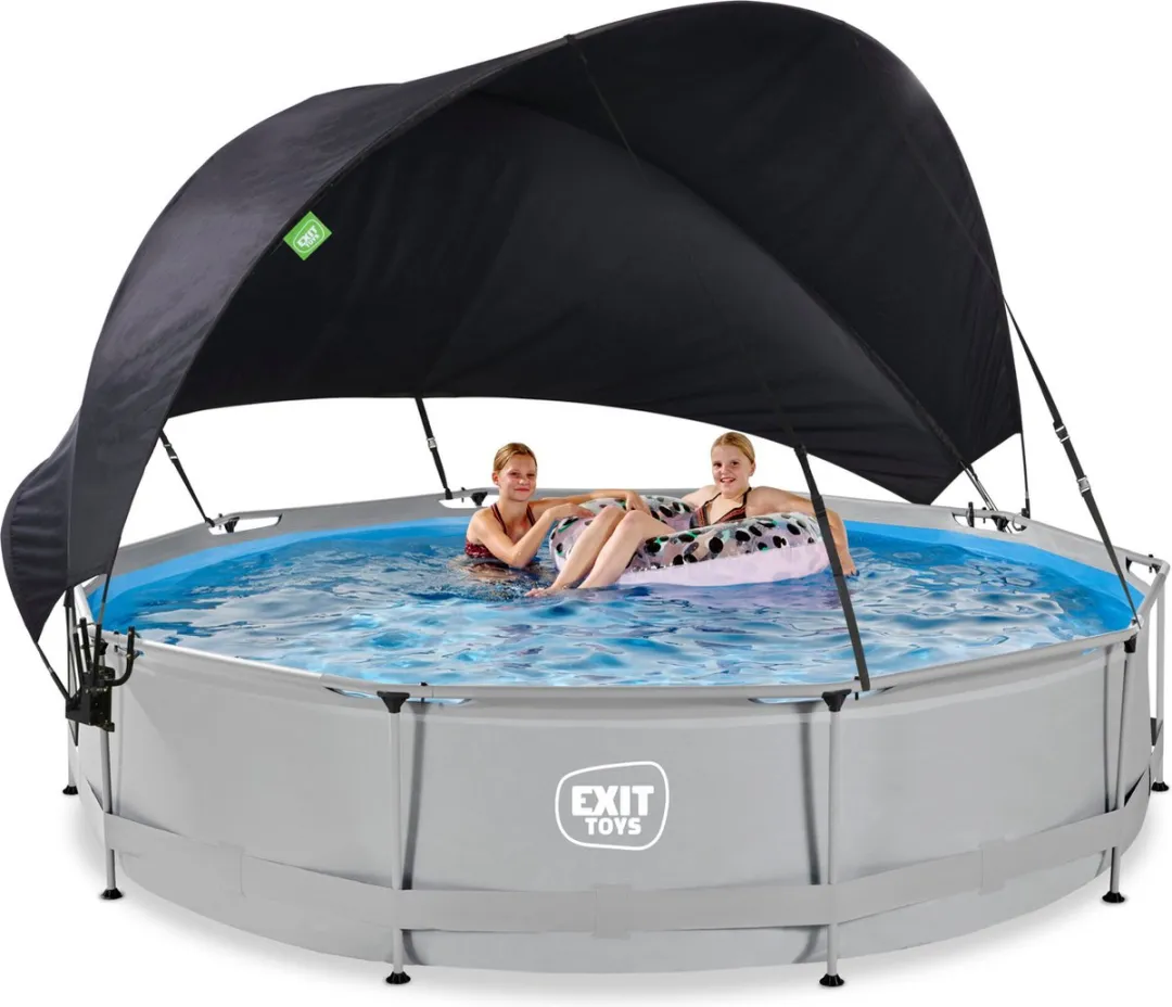 EXIT Toys Zwembad 380cm - 6125L - Lichtgrijs - met filterpomp en schaduwdoek