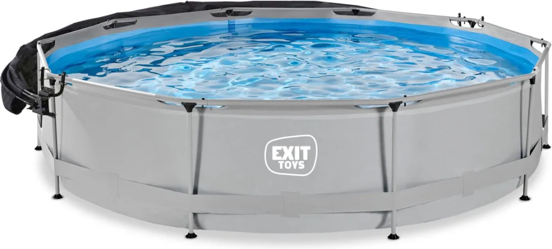 EXIT Toys Zwembad 380cm - 6125L - Lichtgrijs - met filterpomp en schaduwdoek