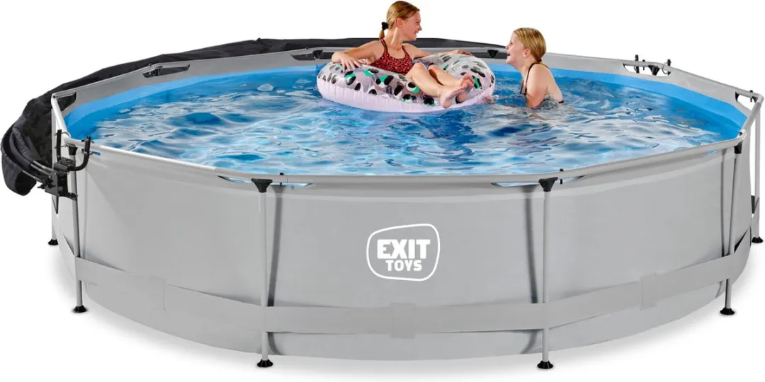 EXIT Toys Zwembad 380cm - 6125L - Lichtgrijs - met filterpomp en schaduwdoek
