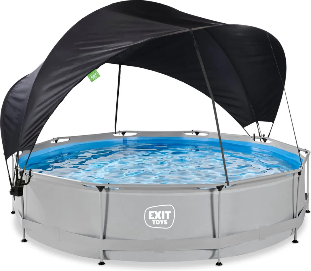 EXIT Toys Zwembad 380cm - 6125L - Lichtgrijs - met filterpomp en schaduwdoek
