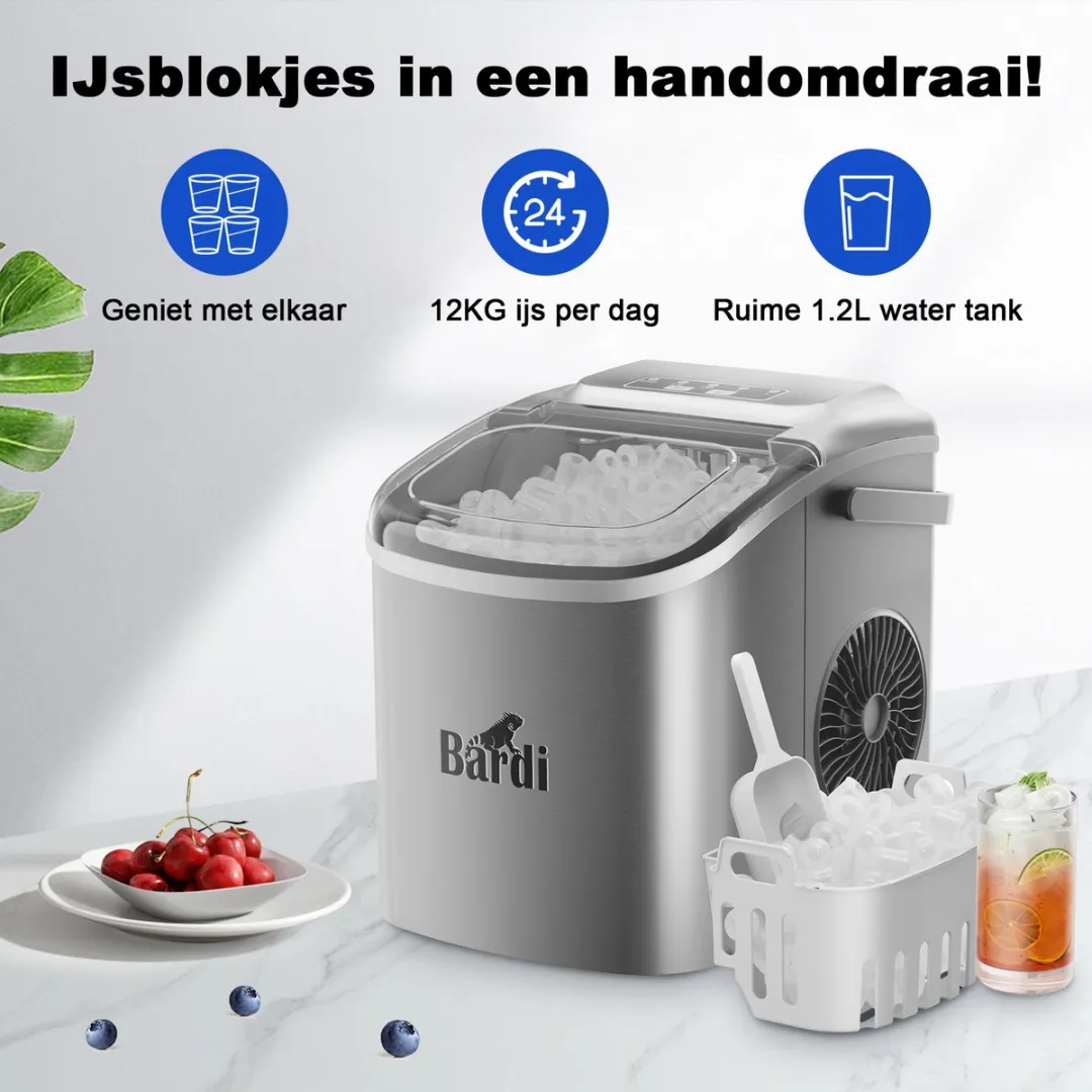 Bardi Deluxe IJsblokjesmachine 1,2L - RVS - Jungle