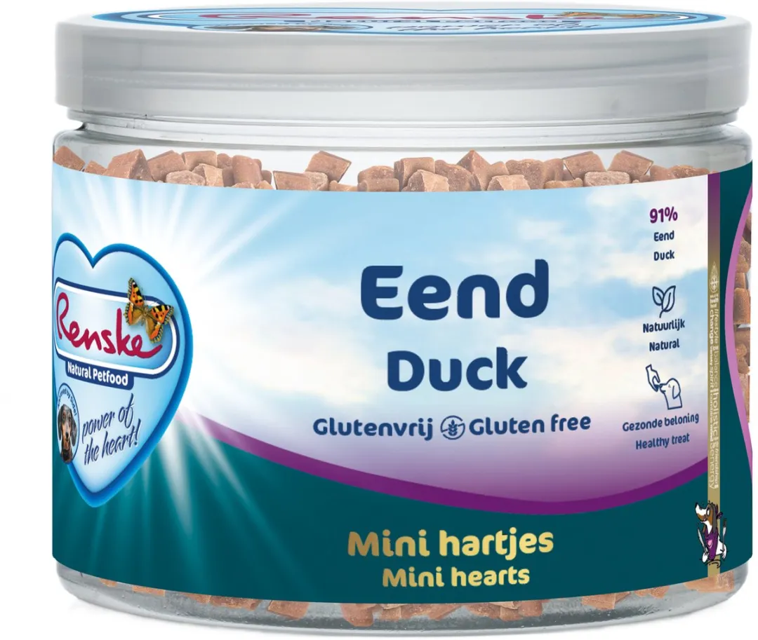Renske Gezonde Beloning Hartjes Hondensnack - Eend 100g
