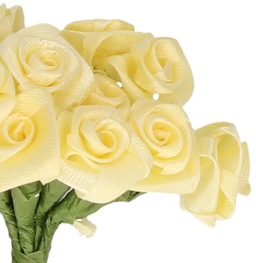 Rayher Decoratie Roosjes Satin Zacht Geel 72 Stuks
