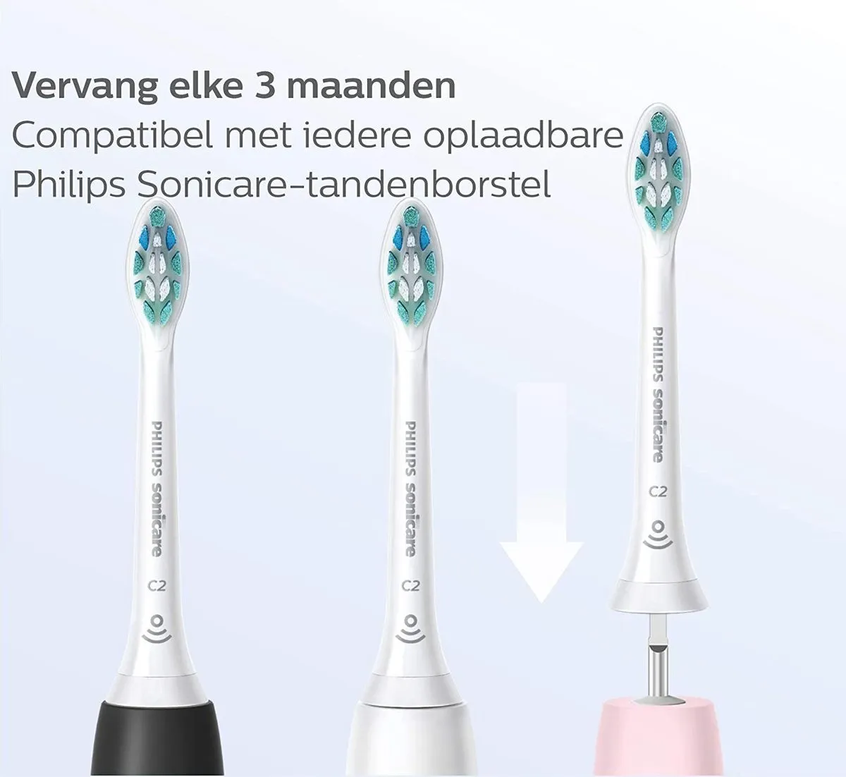 Philips Sonicare HX6068/12 W2 Optimal White Opzetborstels - 8 Stuks - Wit