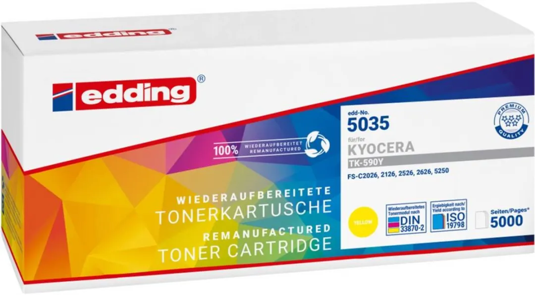 edding 5035 Toner Geel - 5000 Pagina's - Compatibel Kyocera TK-590Y - afbeelding 2 van 6