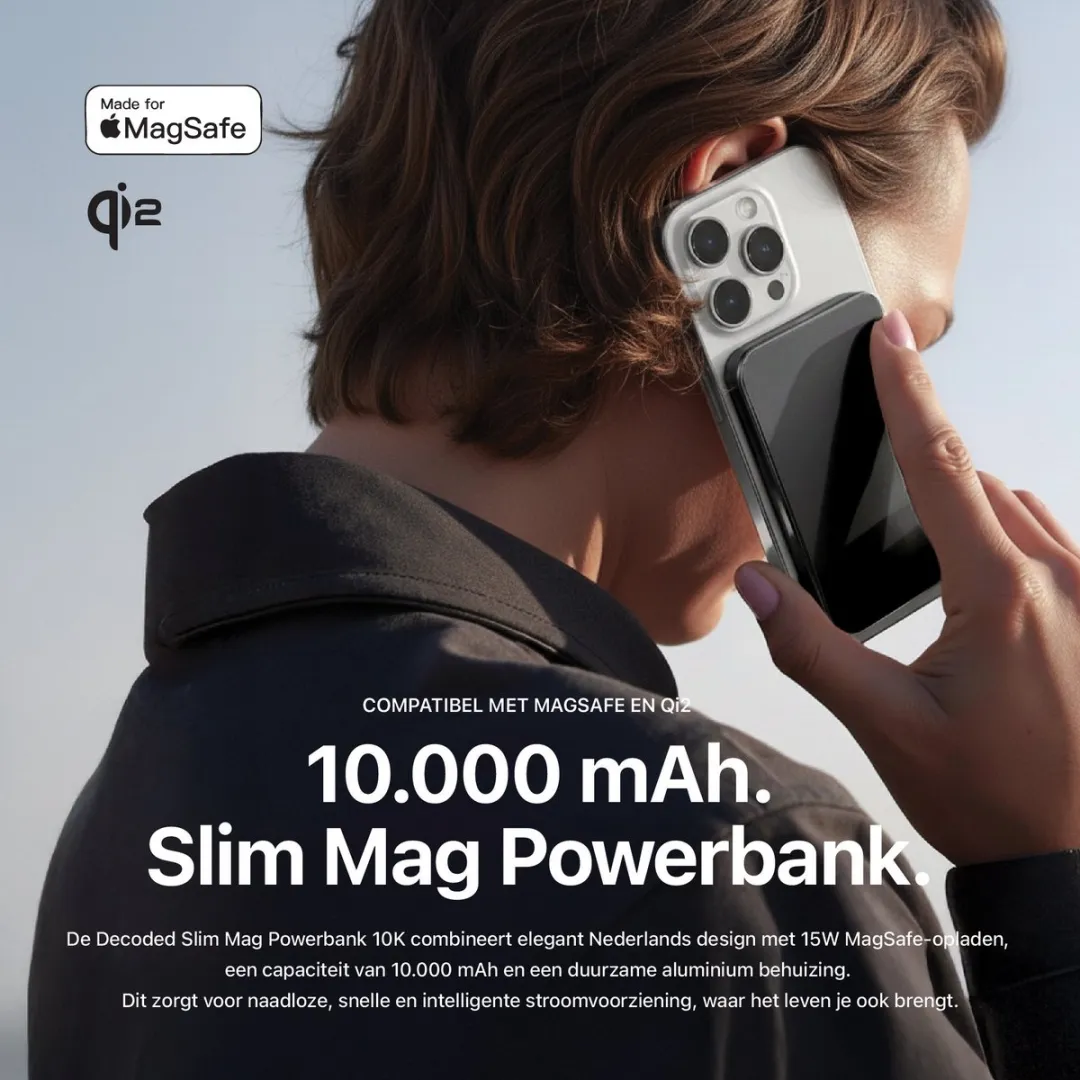 Decoded Slim Mag Powerbank 10.000mAh - MagSafe & Qi2 - Zwart - afbeelding 6 van 6