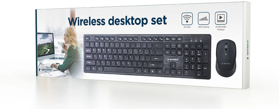 Gembird KBS-WCH-04 Draadloze Desktopset - US-layout - Zwart