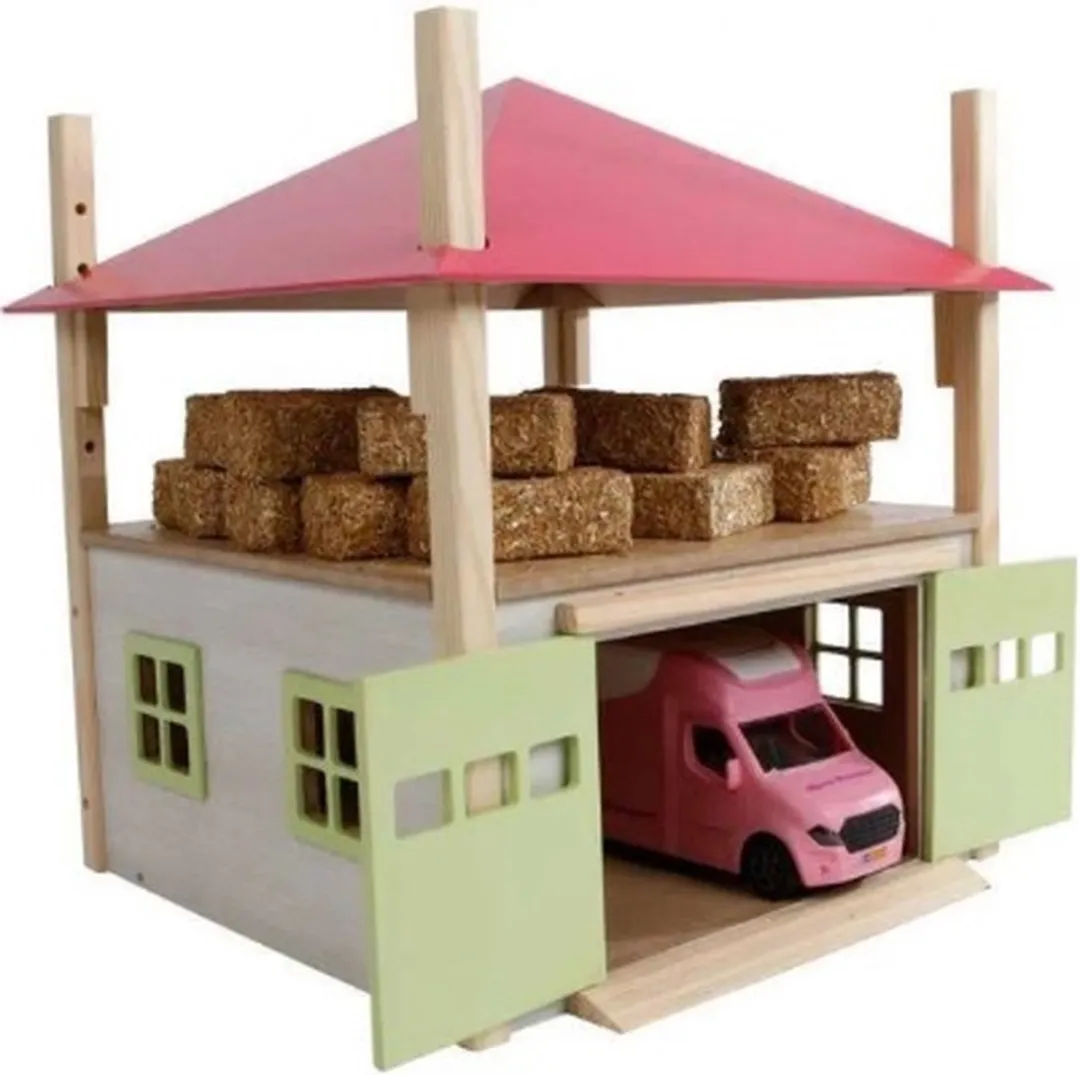 Kids Globe Houten Hooiberg met Berging 1:32 - Roze