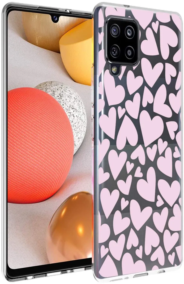 imoshiion Hoesje Samsung Galaxy A42 Full of Hearts Pink