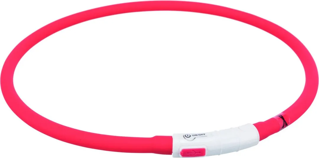 Trixie USB Oplaadbare Siliconen Lichtgevende Halsband Rood 70x1cm