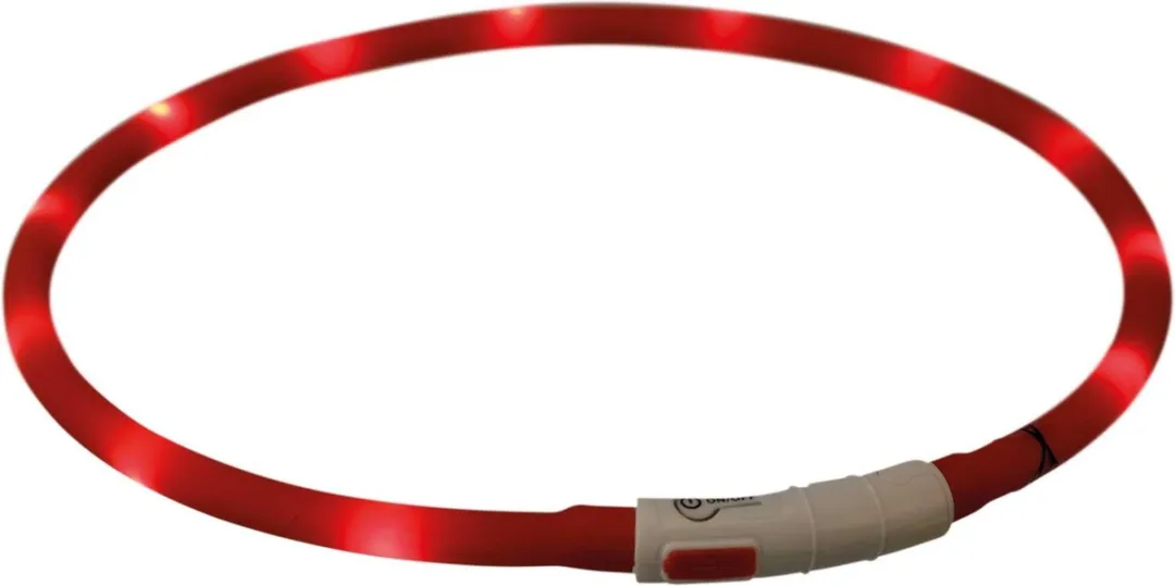 Trixie USB Oplaadbare Siliconen Lichtgevende Halsband Rood 70x1cm