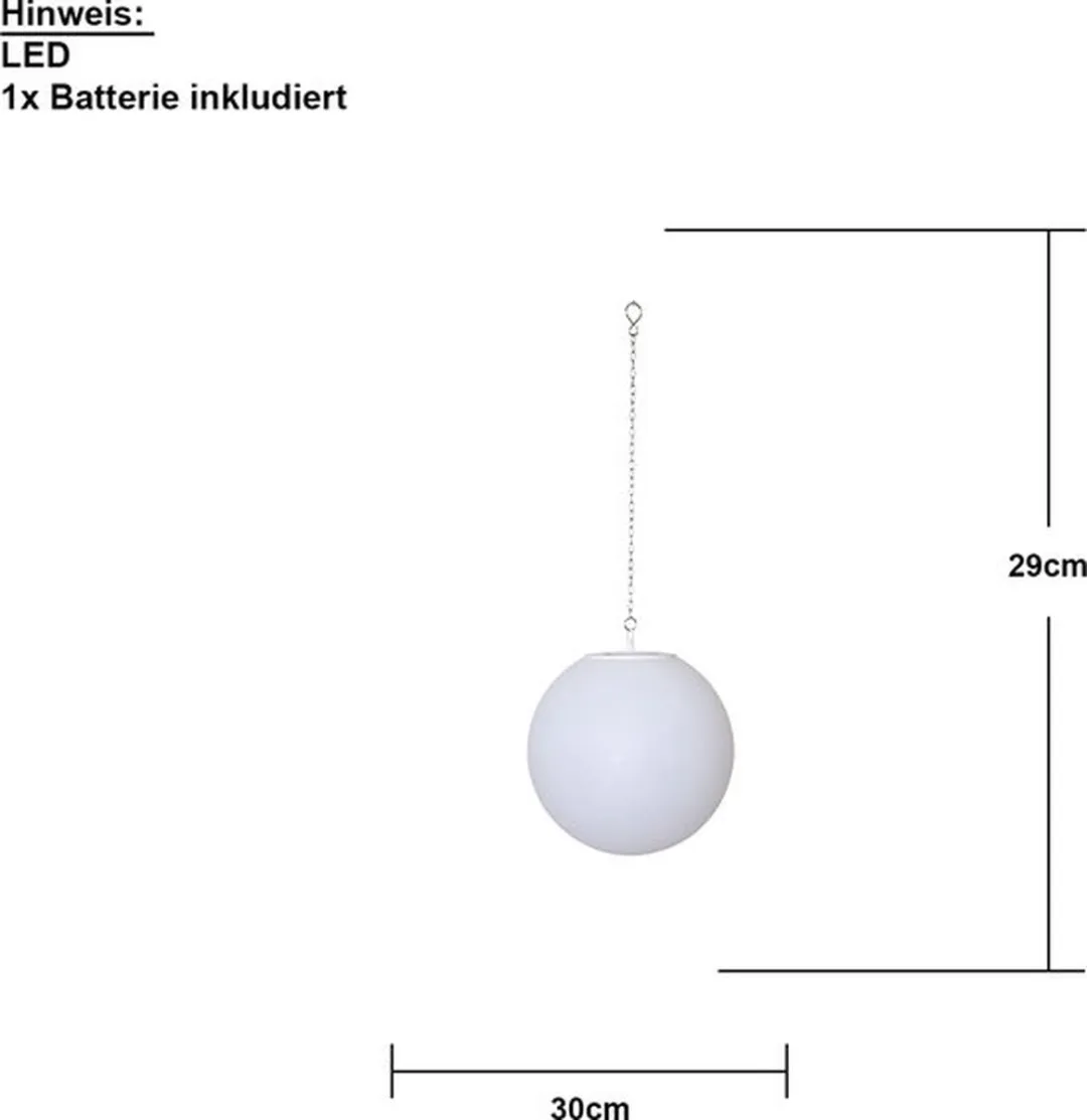 Star Trading Globy Solar Hanglamp Wereldbol 30cm - Warm Wit