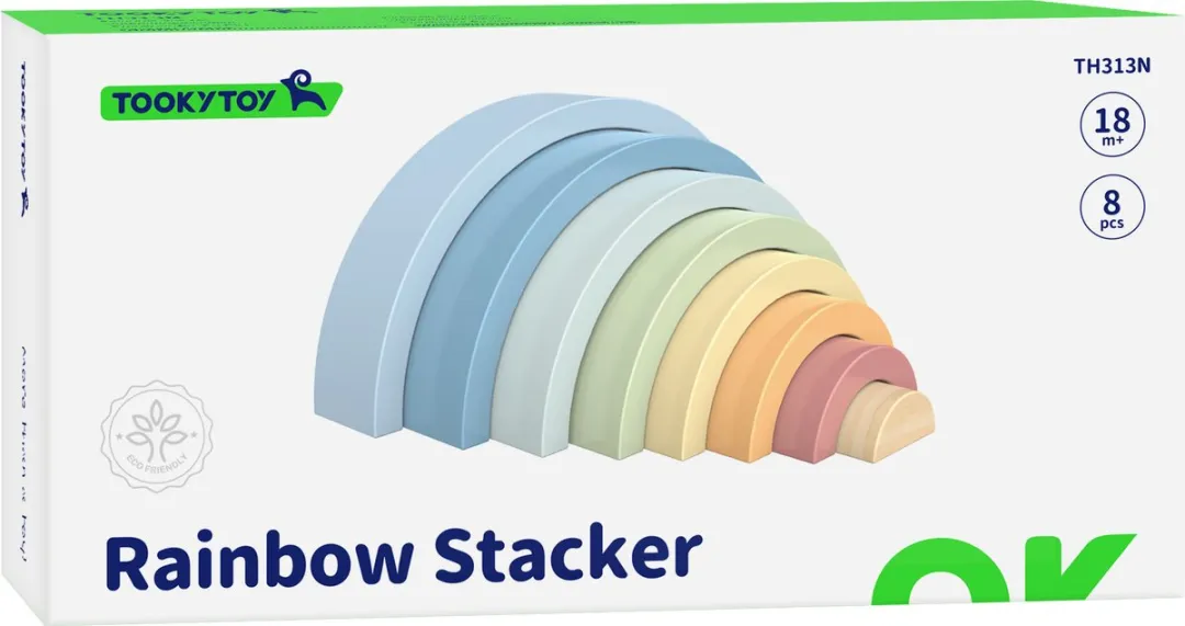 Tooky Toy Regenboog Sorteerspel 8-delig - Groen/Geel/Rood/Blauw/Oranje