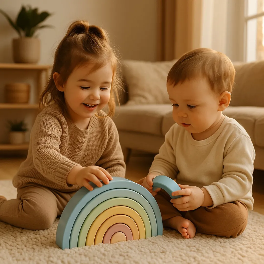 Tooky Toy Regenboog Sorteerspel 8-delig - Groen/Geel/Rood/Blauw/Oranje