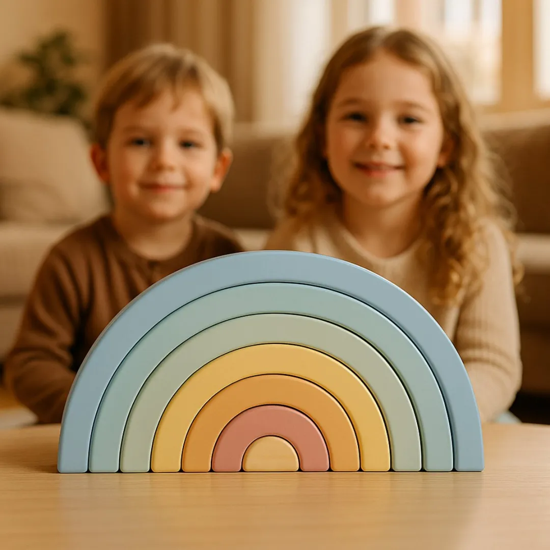 Tooky Toy Regenboog Sorteerspel 8-delig - Groen/Geel/Rood/Blauw/Oranje
