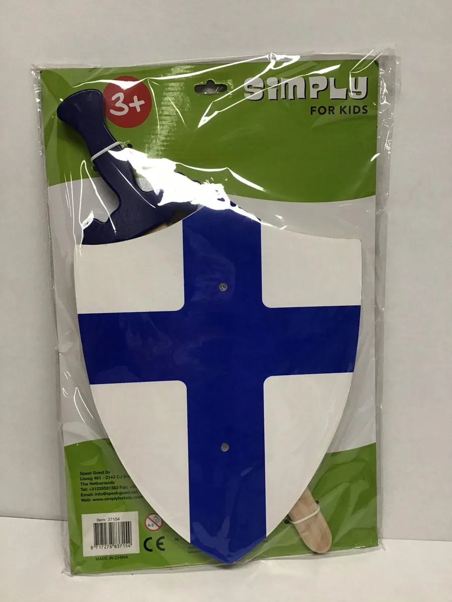 Simply for Kids Zwaard & Schild - Hout - Blauw - 50cm