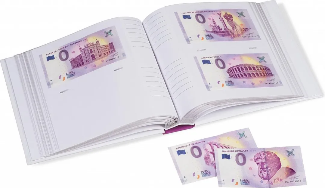 Leuchtturm Euro Souvenir Bankbiljetten Verzamelalbum 200 Vakken - Wit/Magenta