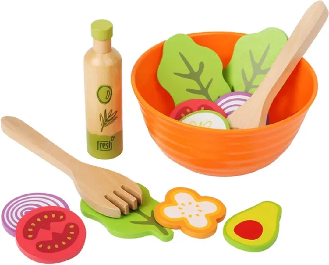 Small Foot Houten Salade Speelset - 15dlg Multicolor