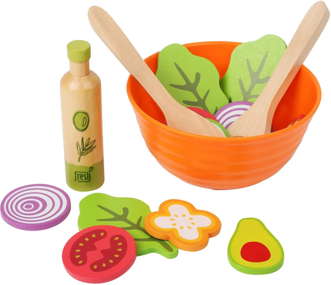 Small Foot Houten Salade Speelset - 15dlg Multicolor