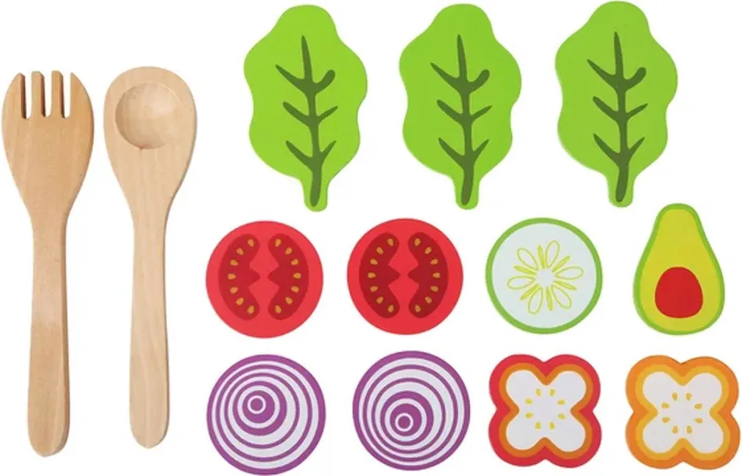 Small Foot Houten Salade Speelset - 15dlg Multicolor - afbeelding 6 van 6