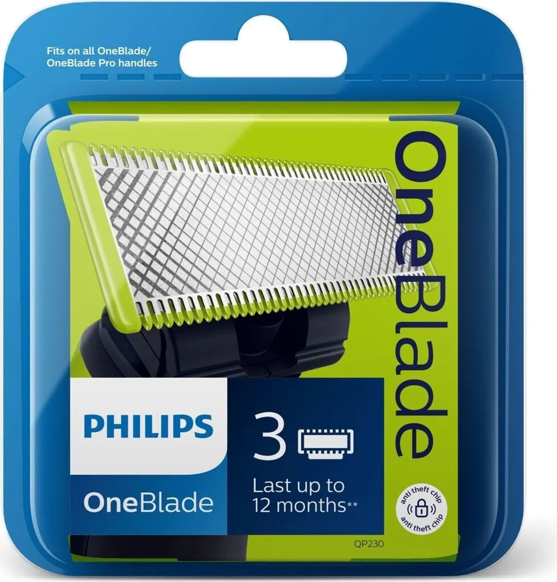 Philips OneBlade QP230/50 - 3 Stuks - Groen/Zilver/Zwart