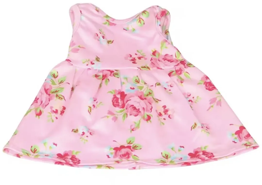 Happy U Kids Paarse Poppenjurk Rozenprint - Baby Born 42/36cm