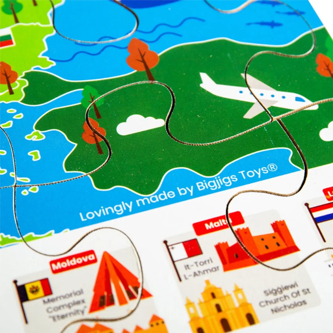 BIGJIGS Europese Oriëntatiepunten Puzzel 1000 Stuks - Multicolor