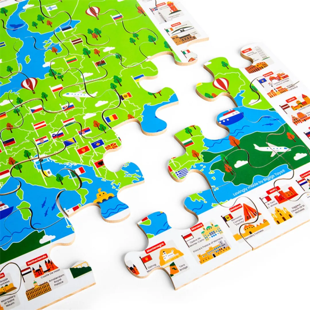 BIGJIGS Europese Oriëntatiepunten Puzzel 1000 Stuks - Multicolor