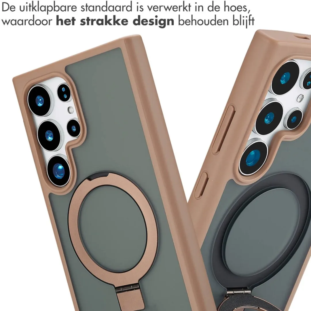 Accezz Hoesje Samsung Galaxy S24 Ultra Magnetische Ring - Bruin - afbeelding 2 van 4
