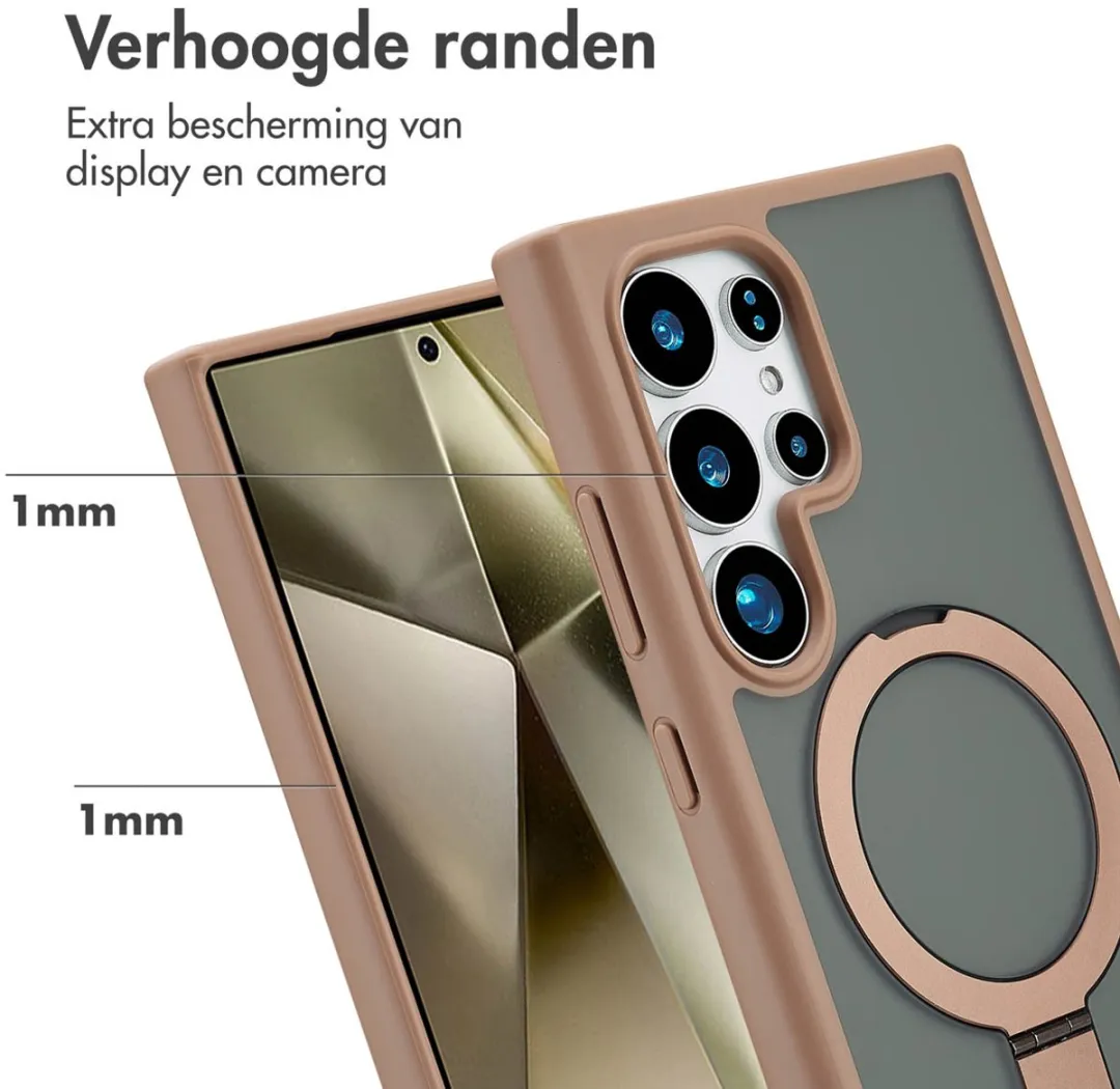 Accezz Hoesje Samsung Galaxy S24 Ultra Magnetische Ring - Bruin - afbeelding 3 van 4