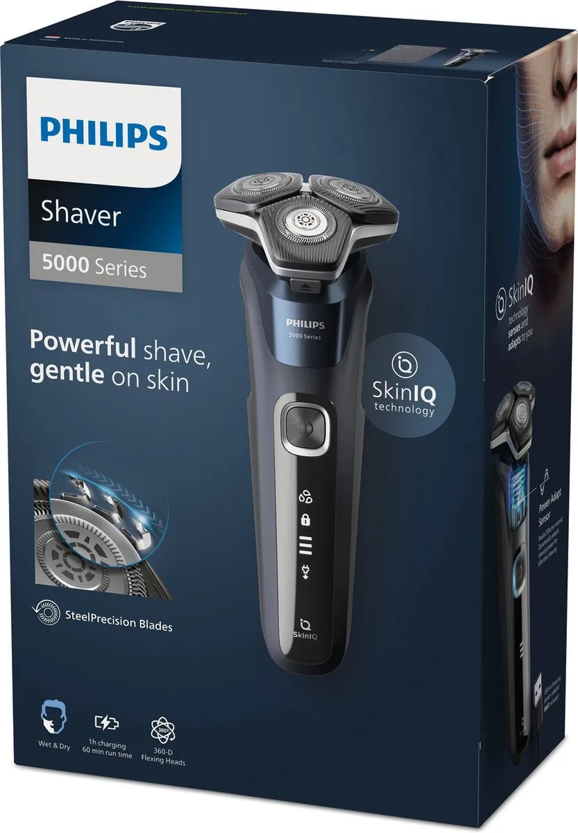 Philips Series 5000 S5885/10 Scheerapparaat - Nat & Droog - 3 Mesjes - Zwart/Blauw