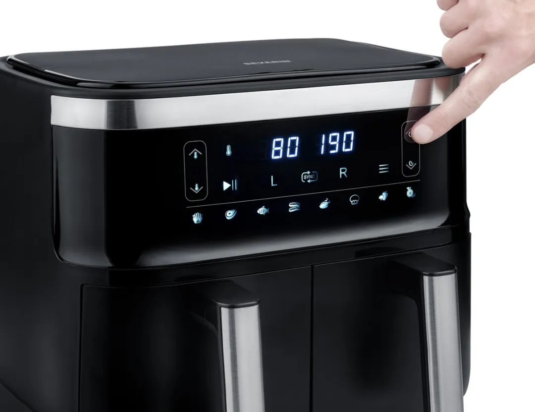 Severin FR 2453 XXL Heteluchtfriteuse - 2x 3,8L - 2850W - Zwart
