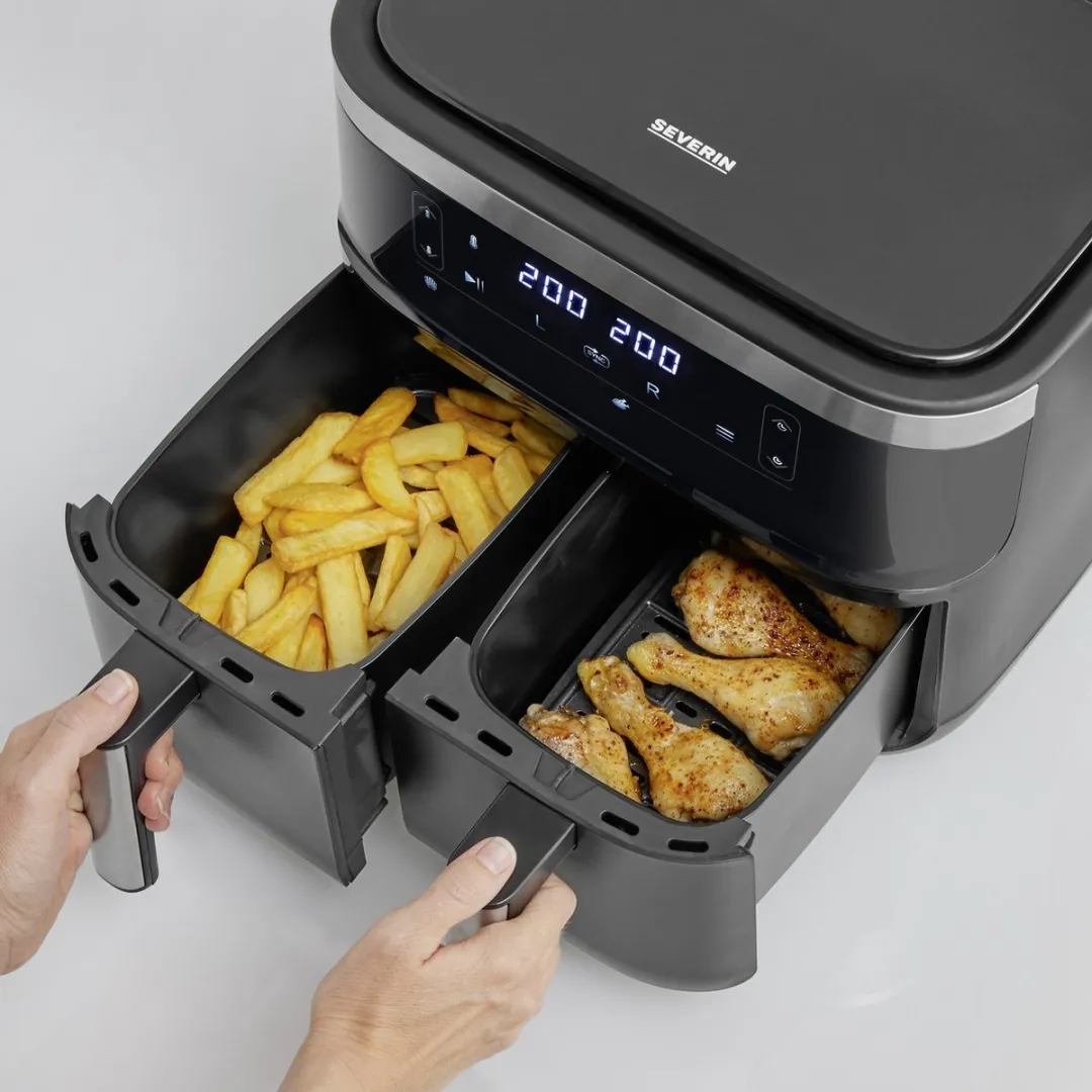 Severin FR 2453 XXL Heteluchtfriteuse - 2x 3,8L - 2850W - Zwart