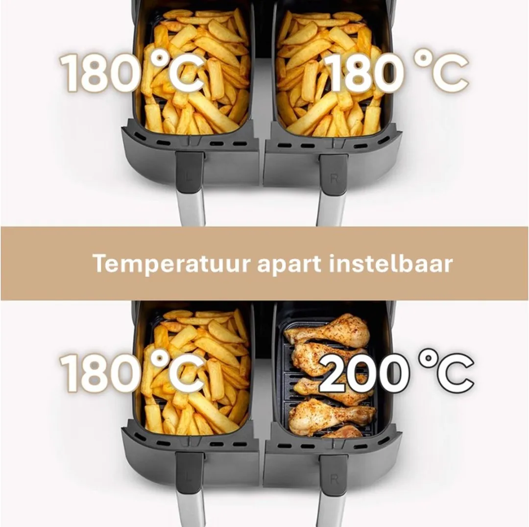 Severin FR 2453 XXL Heteluchtfriteuse - 2x 3,8L - 2850W - Zwart