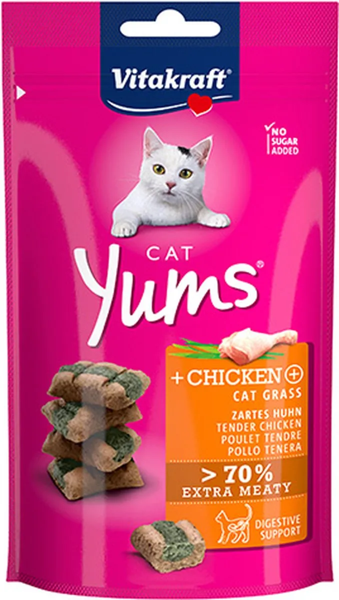 Vitakraft Cat Yums Kip & Kattengras - 9x40g