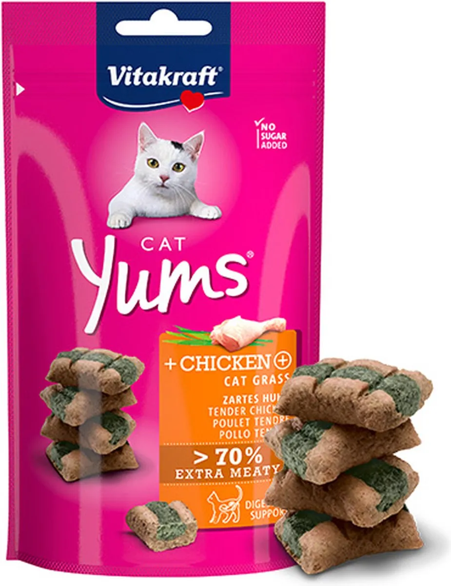 Vitakraft Cat Yums Kip & Kattengras - 9x40g