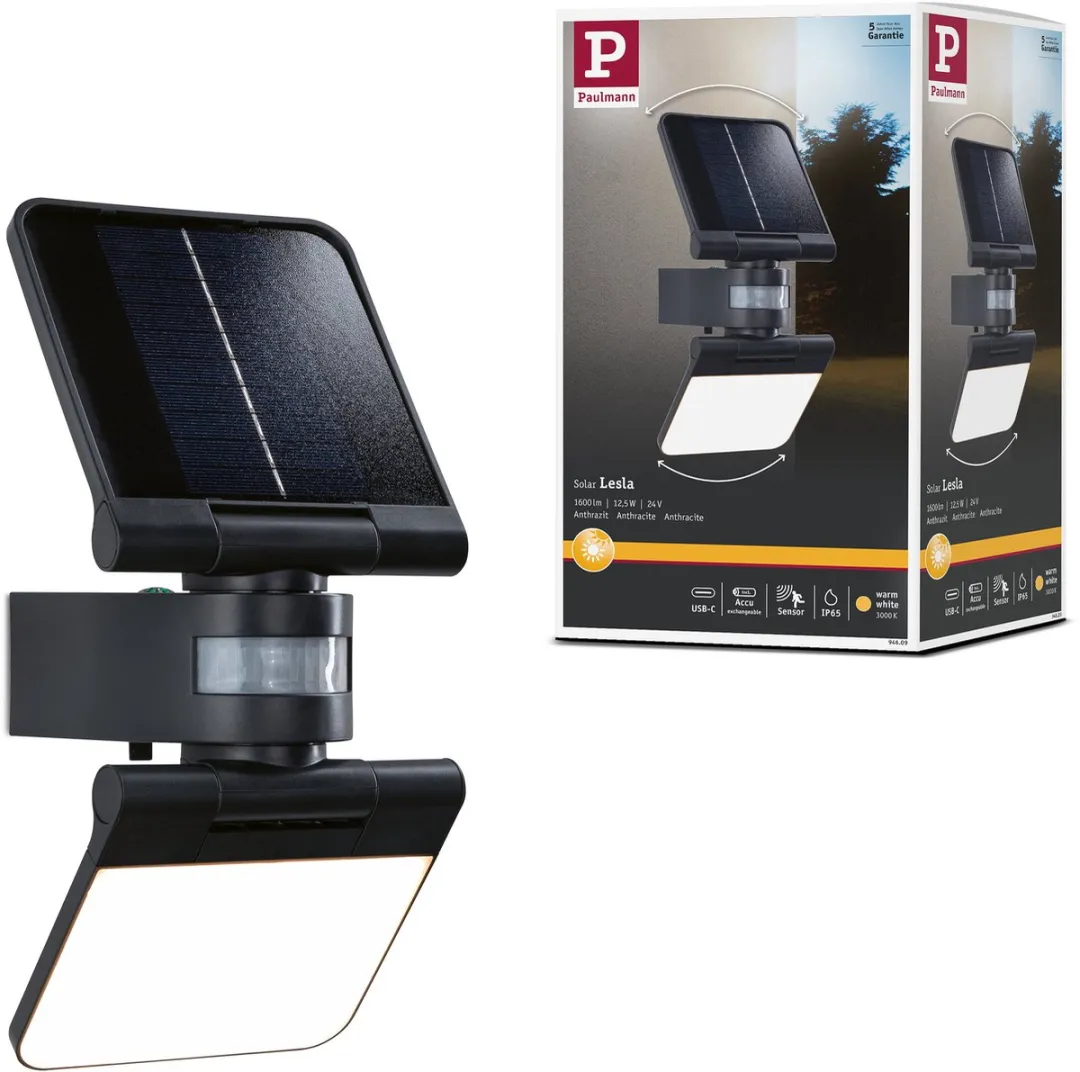 Paulmann Solar LED Wallwasher Lesla Schemergestuurd 12,5W 1000lm 3000K