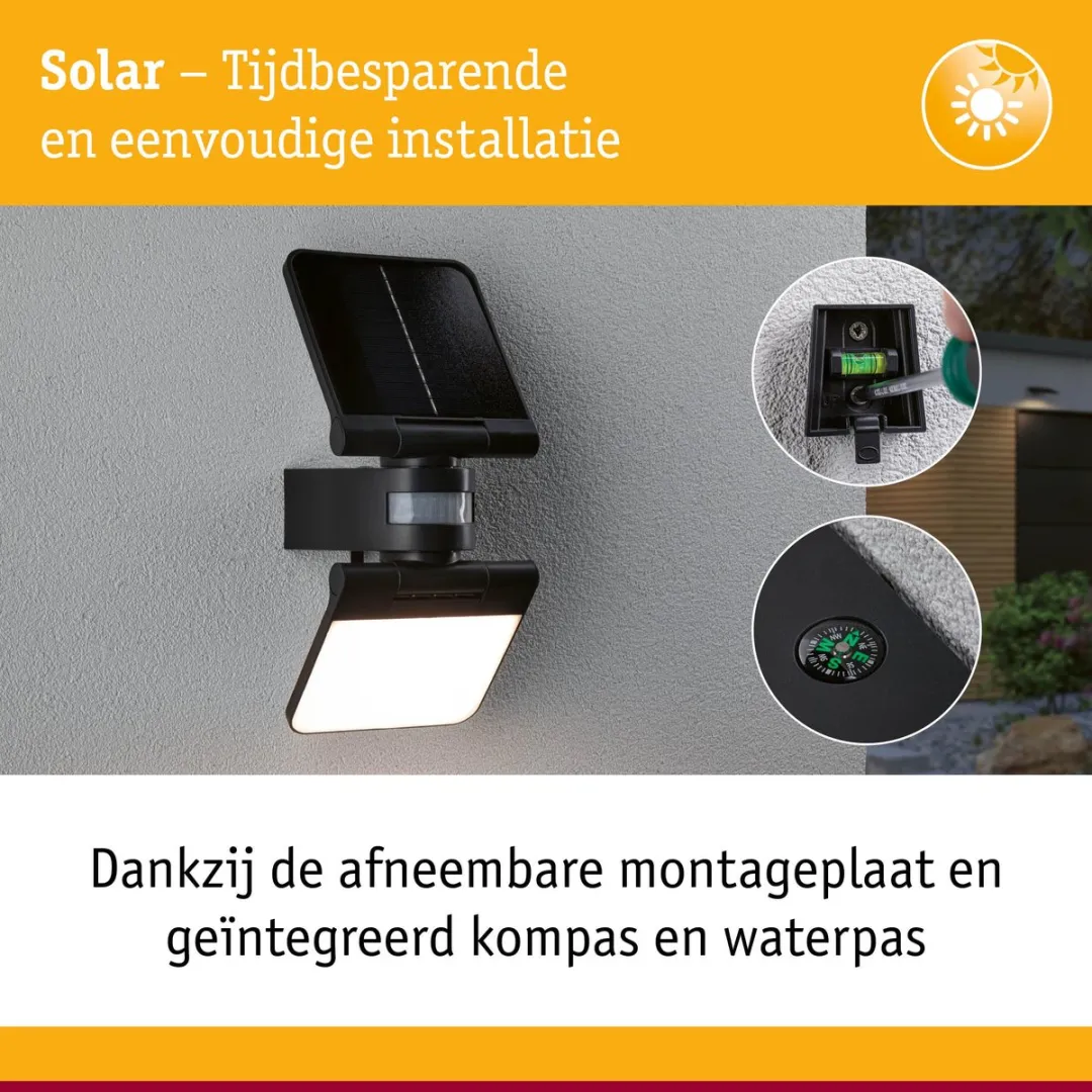 Paulmann Solar LED Wallwasher Lesla Schemergestuurd 12,5W 1000lm 3000K - Antraciet