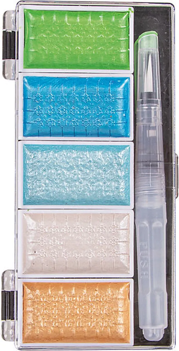 RAYHER Metallic Aquarel - 5 Tinten - inclusief H2O-borstel - afbeelding 3 van 3