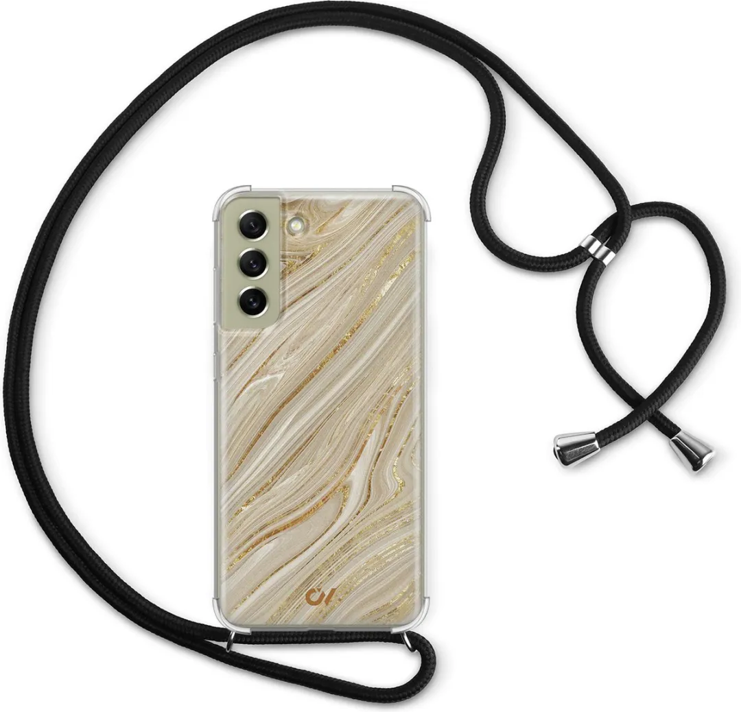 Casevibes S21 FE Telefoonhoesje Golden Marble - Crossbody - C/S21FE/UV/003