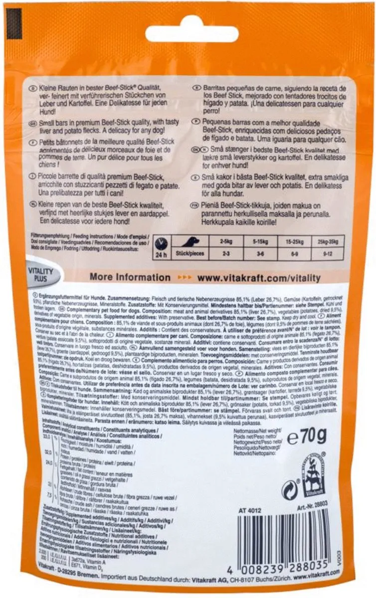 Vitakraft Beef Stick Quadros - 70g - Hond