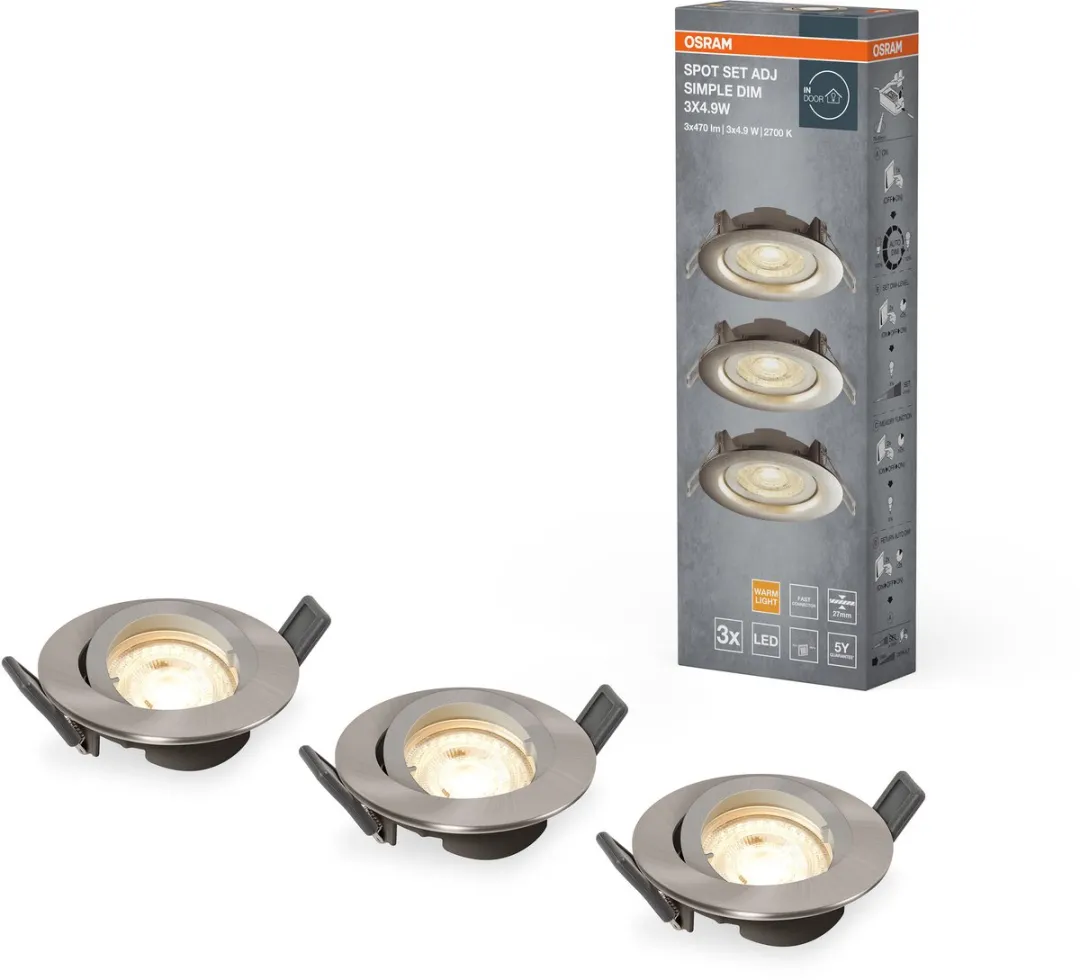 Osram Spot Set Adj Simple Dim 3x4.9W 2700K